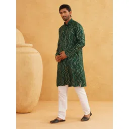 SOJANYA Men Ethnic Motifs Embroidered Regular Sequinned Pure Cotton Kurta with Churidar-picture-37