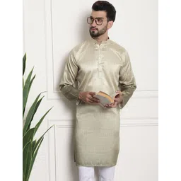 SOJANYA Men Gold-Toned Thread Work Jacquard Kurta-picture-17