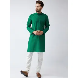 SOJANYA Men Green Solid Straight Kurta-picture-24