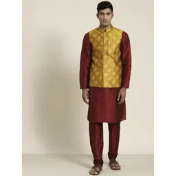 SOJANYA Men Maroon Kurta with Churidar-picture-13