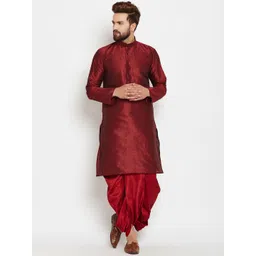 SOJANYA Men Maroon Solid A-Line Kurta-picture-33