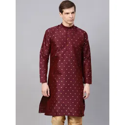 SOJANYA Men Maroon Woven Design Straight Kurta-picture-39