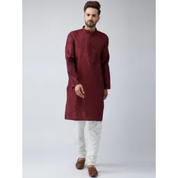 SOJANYA Men Maroon Woven Design Straight Kurta-picture-30