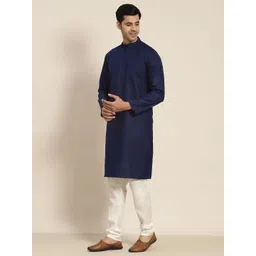 SOJANYA Men Navy Blue Kurta with Churidar image 5