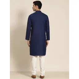 SOJANYA Men Navy Blue Kurta with Churidar image 3