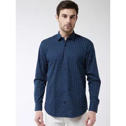 SOJANYA Men Navy Blue Printed Regular Fit Casual Shirt-picture-31