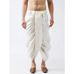 SOJANYA Men Off-White Solid Dhoti-picture-16