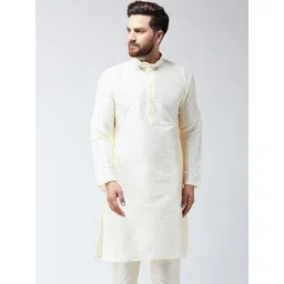 SOJANYA Men Off-White Solid Straight Kurta-picture-15