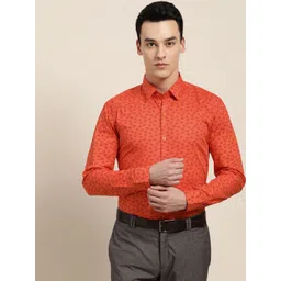 SOJANYA Men Orange & Maroon Regular Fit Printed Formal Shirt-picture-15