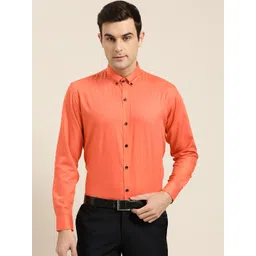 SOJANYA Men Orange Classic Fit Solid Formal Shirt-picture-24