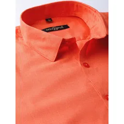 SOJANYA Men Orange Classic Regular Fit Solid Casual Shirt image 5