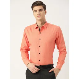 SOJANYA Men Orange Classic Regular Fit Solid Formal Shirt-picture-13