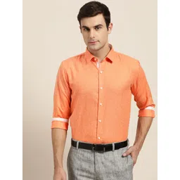 SOJANYA Men Orange Classic Regular Fit Solid Formal Shirt-picture-11