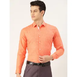 SOJANYA Men Orange Self-Design Classic Fit Formal Shirt-picture-26