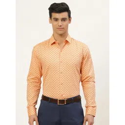 SOJANYA Men Peach-Colour & Black Classic Regular Fit Ditsy Print Formal Shirt-picture-26