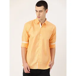 SOJANYA Men Peach-Coloured Classic Regular Fit Self Design Casual Shirt-picture-39
