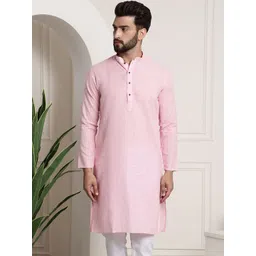 SOJANYA Men Pink Checked Straight Kurta-picture-42