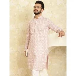 SOJANYA Men Pink Geometric Thread Work Kurta-picture-37