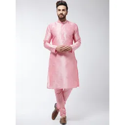 SOJANYA Men Pink Solid Kurta with Churidar-picture-18