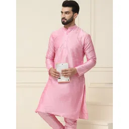 SOJANYA Men Pink Solid Straight Kurta-picture-13