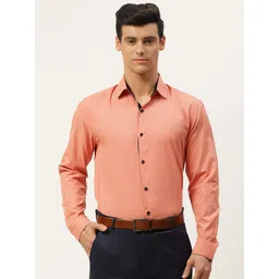 SOJANYA Men Rust Orange Pure Cotton Solid Classic Formal Shirt-picture-28