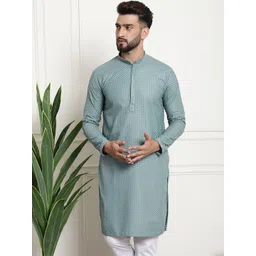 SOJANYA Men Sea Green Thread Work Kurta-picture-22