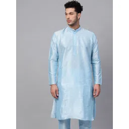 SOJANYA Men Turquoise Blue Solid Straight Kurta-picture-36