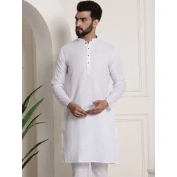 SOJANYA Men White Checked Straight Kurta-picture-15