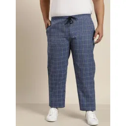 Sojanya Navy & White Cotton Regular Slim Fit Checks Trackpants-picture-13