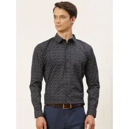 Sojanya Navy Cotton Regular Fit Printed Shirt-picture-18