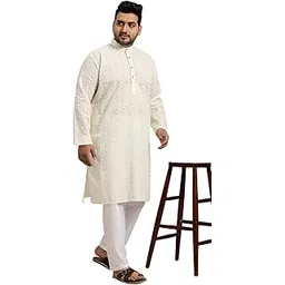 sojanya Plus (Since 1958), Men's 100% Cotton Chikankari Kurta & Off-White Churidaar Pyjama-picture-33