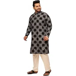 sojanya Plus (Since 1958) Men's Printed Cotton Linen Kurta With White Pyjama-picture-32