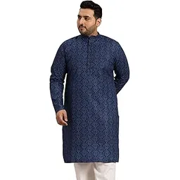 sojanya PLUS (Since 1958) Men's Pure Cotton Blue Kurta with White Embroidery-picture-14