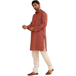 sojanya (Since 1958 Men's Cotton Linen Foil Printed Kurta and White Pyjama Set-picture-29