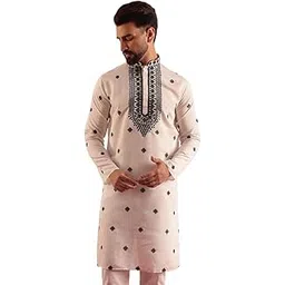 sojanya (Since 1958 Men’s Cotton Silk Embroidered Kurta | Designer Long Kurta for Navratri, Puja-picture-42