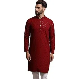 sojanya (Since 1958 Men's Pure Cotton Sequins Embroidred Full Sleeves Mandarin Collar Kurta-Elegant for Functions & Festivals-picture-11