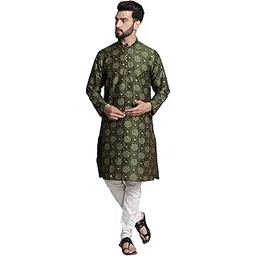 sojanya (Since 1958 Men's Silk Blend Printed Kurta and Churidar Pyjama Set-picture-51