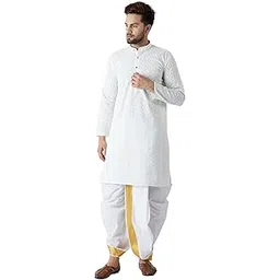 sojanya (Since 1958, Men's White Pure Cotton Kurta Dhoti Set-picture-25