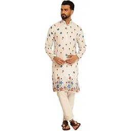 sojanya (Since 1958 Raksha Bandhan Special Men's Cotton Kurta Pyjama with Daman Print & Krochet Embroidery-picture-12