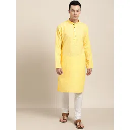 SOJANYA Woven Design Mandarin Collar Cotton Linen Kurta-picture-26