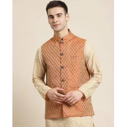 sojanya Woven Pattern Nehru Jacket-picture-44