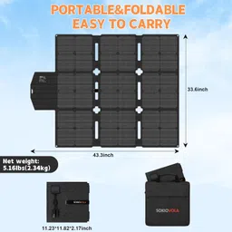 SOKIOVOLA 120W Portable Foldable Solar Panel，IP68 Waterproof Folding Solar Panel Kit ，MC-4 Connectors High-Efficiency Charger Panels，for Home Outdoor Camping, RV, Hiking image 4