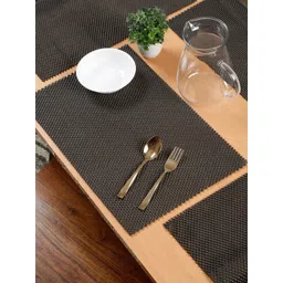 SOKNACK Black 2 Pieces Self-Design Rectangular Table Placemats-picture-30