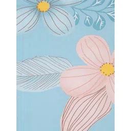 SOKNACK Blue & Peach Floral Printed 300 TC Cotton Single Bedsheet With 1 Pillow Cover image 4