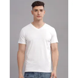 SOLACEACTIVE Men Solid V-Neck Cotton Relaxed Fit T-shirt-picture-16