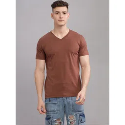 SOLACEACTIVE Men Solid V-Neck Cotton Relaxed Fit T-shirt-picture-37