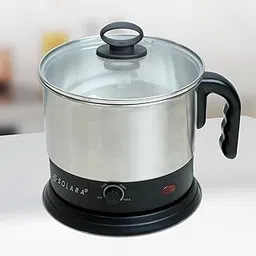 SOLARA Multipurpose Electric Kettle 1.5 Litre, 600 Watts, Stainless Steel Body with Glass Lid, 3 Boiling Modes, for Hot Water, Milk, Tea, Coffee, Cooking Oats, Noodles, Soup, Egg Boiler Machine-Black-picture-31