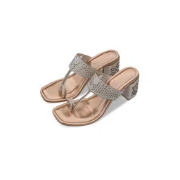 Sole House Textured Open Toe Laser Cuts Block Heels-picture-12