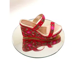 Sole House Women's Red Ethnic Wedges-picture-19