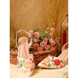 sole mates Women Embellished Ethnic Block Mules image 3